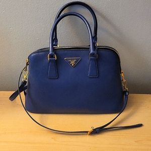 Prada Blue Saffiano Leather Promenade Satchel